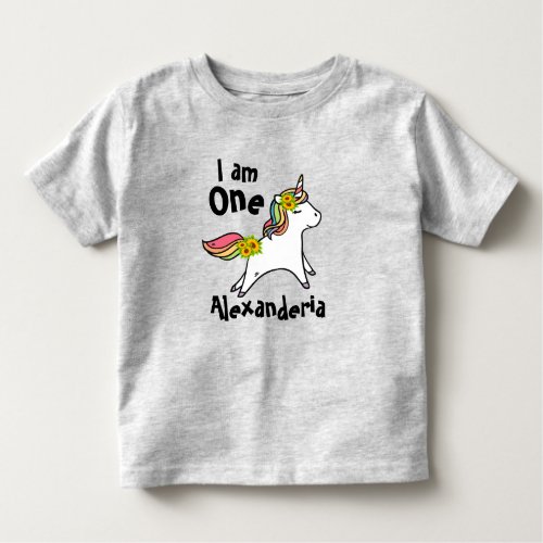 Unicorn w rainbow  Cute sunflower for 1 year old Toddler T_shirt