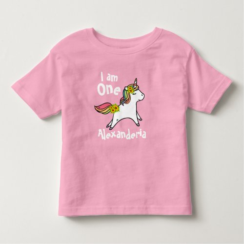 Unicorn w rainbow  Cute sunflower for 1 year old Toddler T_shirt