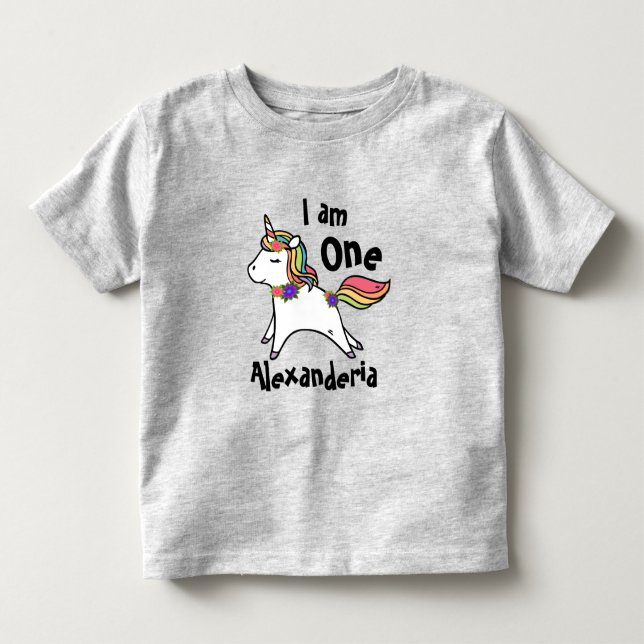 Unicorn w/ rainbow   purple pink flowers toddler t-shirt (Front)