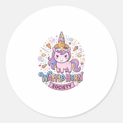 Unicorn Waffle Horn Society Print Ready Apparel Gr Classic Round Sticker