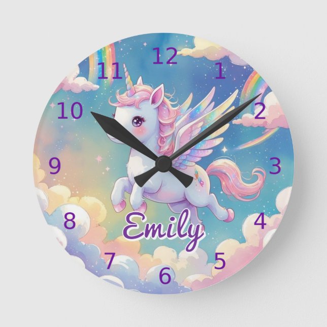 Unicorn Wall Clock – Editable Name (Front)