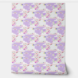 unicorn wallpaper in rose pink fuchia wallpaper