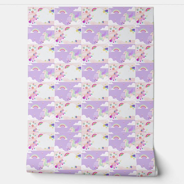 unicorn wallpaper in rose pink fuchia wallpaper (Unrolling)