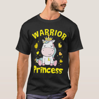 Unicorn Warrior Princess Childhood Cancer Awarenes T-Shirt