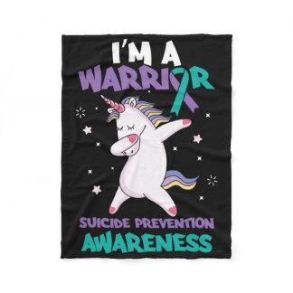 Unicorn Warrior Suicide Awareness Suicide Tee  Fleece Blanket