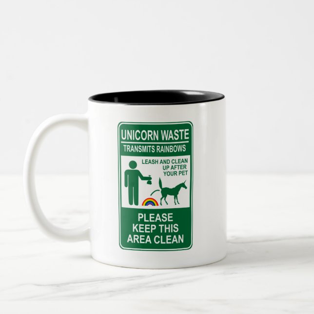 Unicorn Waste Sign Two-Tone Coffee Mug (Left)