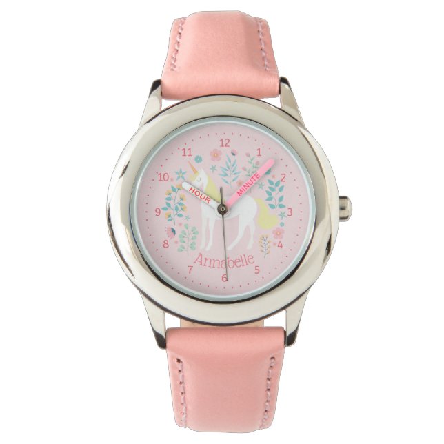 Unicorn Watch Personalized Name Pink (Front)