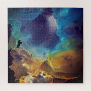 Unicorn Watcher Space Nebula Alcohol ink art Jigsaw Puzzle