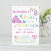 Unicorn Water Slide Birthday Invitation (Standing Front)