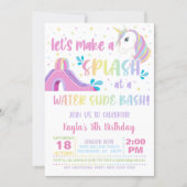 Unicorn Water Slide Birthday Invitation (Front)