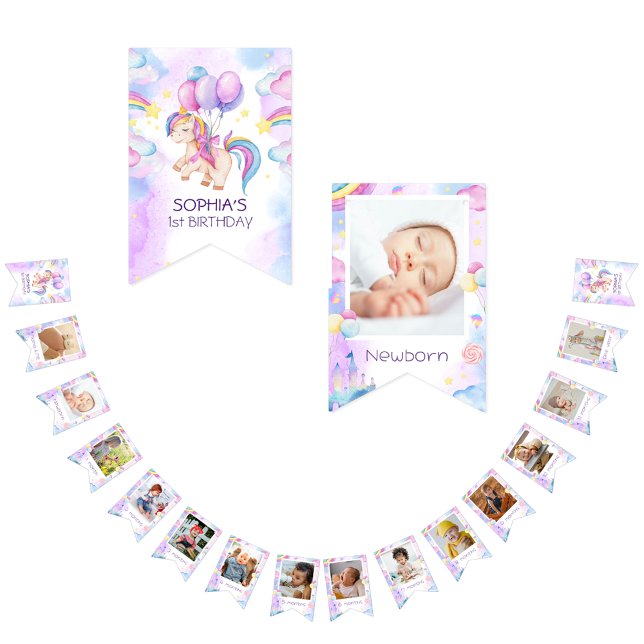 Unicorn watercolor birthday bunting flags (Creator Uploaded)
