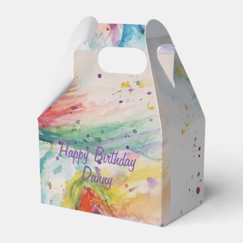 Unicorn Watercolor Boys Birthday Cake Favour Box