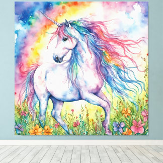 Unicorn Watercolor Canvas Print