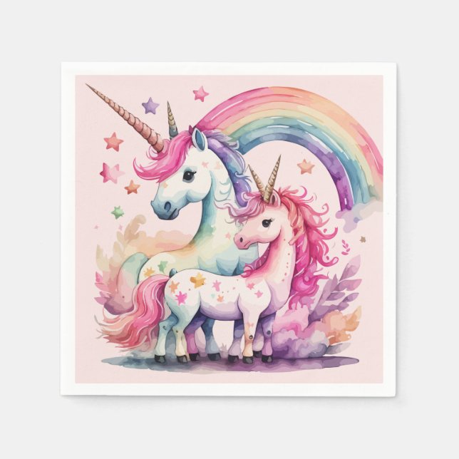 unicorn watercolor napkins (Front)