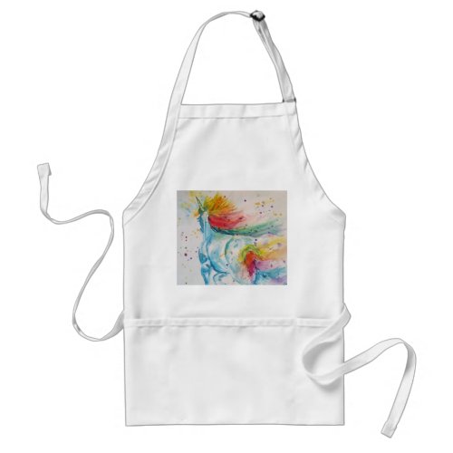 Unicorn Watercolor Painting Art Kitchen Apron