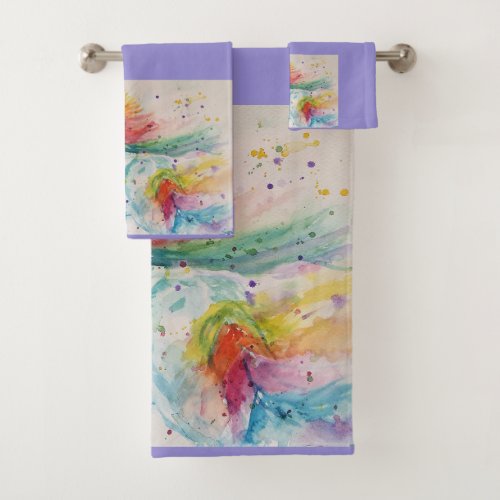 Unicorn Watercolor Painting Bath Towel Set