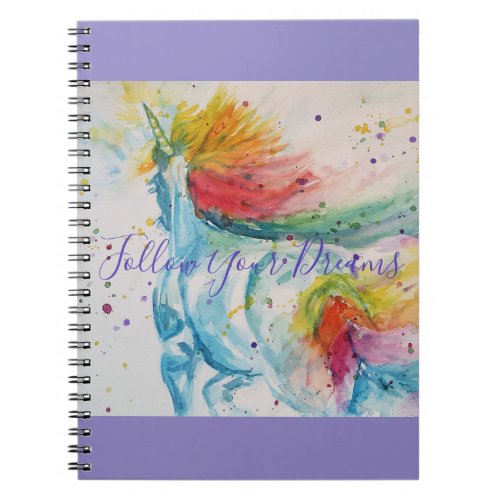 Unicorn Watercolor Painting Dreams Notebook