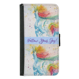 Unicorn Watercolor Painting Folllow Your Joy Samsung Galaxy S5 Wallet Case