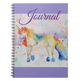 Unicorn Watercolor Painting Girls Name Notebook