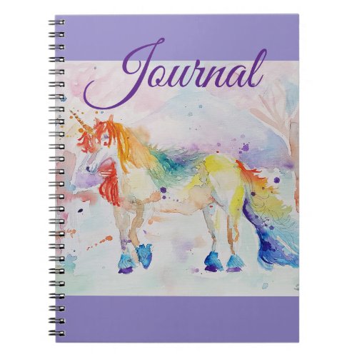 Unicorn Watercolor Painting Girls Name Notebook