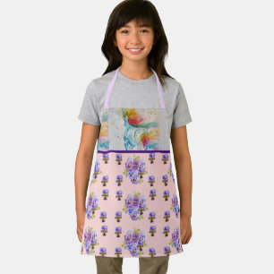 Unicorn Watercolor Painting Pale Pink Girls Apron