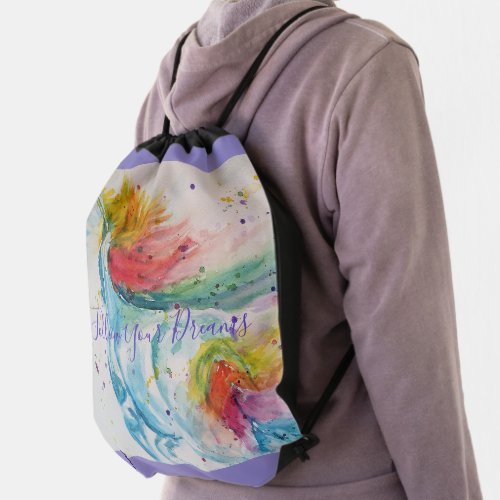 Unicorn Watercolor Painting Rainbow Girls Backpack