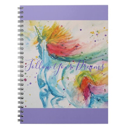 Unicorn Watercolor Painting Rainbow Girls Bag Notebook