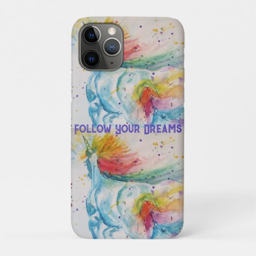 Unicorn Watercolor Painting Rainbow Girls Dreams iPhone 11 Pro Case