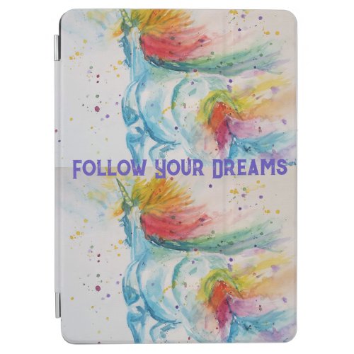 Unicorn Watercolor Painting Rainbow Girls Dreams iPad Air Cover