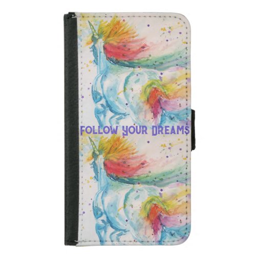 Unicorn Watercolor Painting Rainbow Girls Dreams Samsung Galaxy S5 Wallet Case