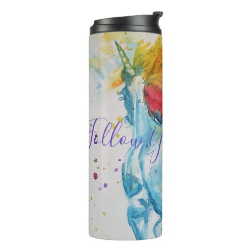 Unicorn Watercolor Painting Rainbow Girls Gifts Thermal Tumbler
