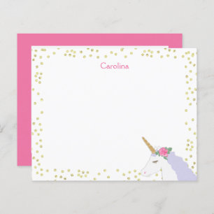 Unicorn Watercolor Pink Purple & Gold Note Sheets