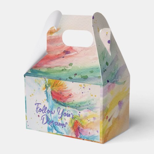 Unicorn Watercolor Rainbow Follow Your Dreams Favor Boxes