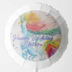 Unicorn Watercolor Rainbow Happy Birthay Girls Balloon
