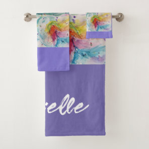 Unicorn Watercolor Rainbow Your Dreams Girls Bath Towel Set