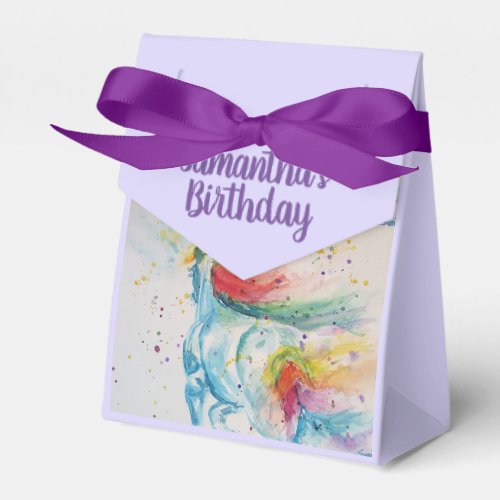 Unicorn Watercolour Birthday Party Cake Favor Box