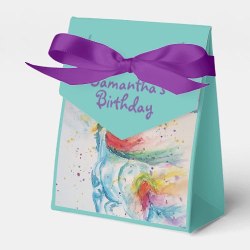 Unicorn Watercolour Birthday Party Cake Favour Box
