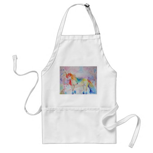 Unicorn Watercolour Painting Art Kitchen Apron