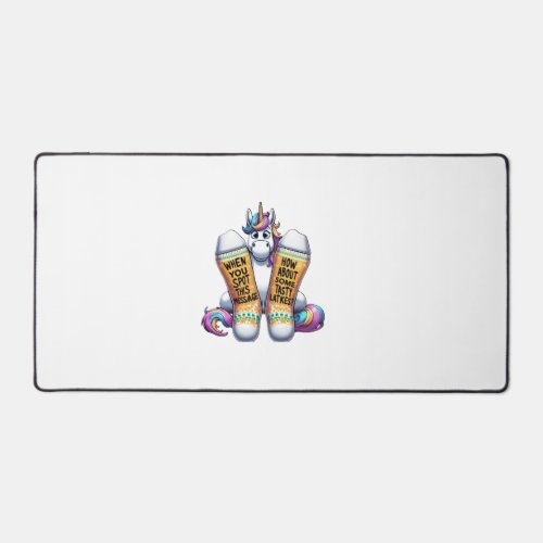 Unicorn Wearing Socks Men Women Kids Teens Hanukka Desk Mat