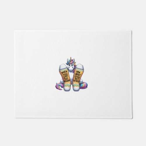 Unicorn Wearing Socks Men Women Kids Teens Hanukka Doormat