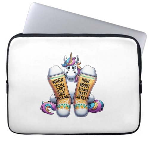Unicorn Wearing Socks Men Women Kids Teens Hanukka Laptop Sleeve