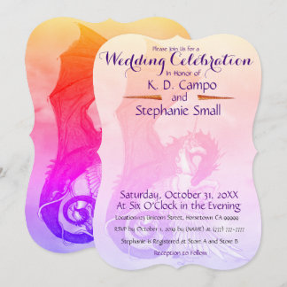 Unicorn Wedding Celebration Invitation Dragon Red