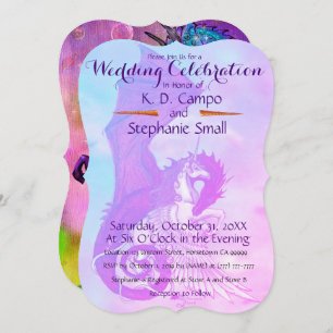 Unicorn Wedding Celebration Invitation Dragon Red