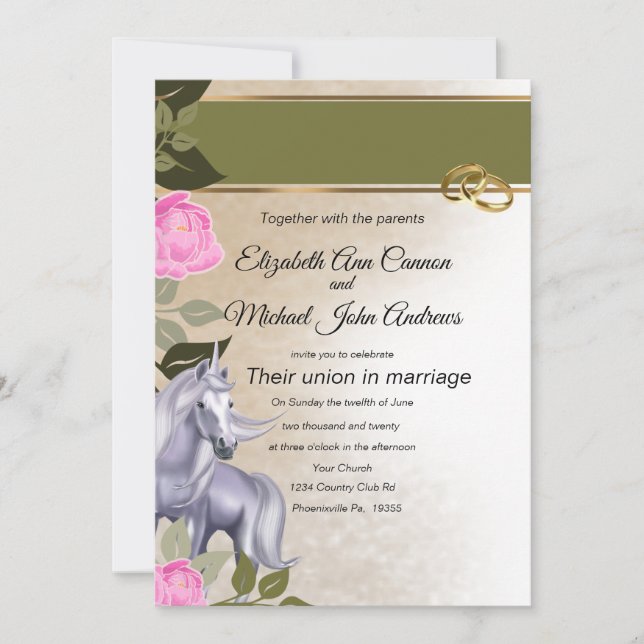 Unicorn Wedding Invitation (Front)