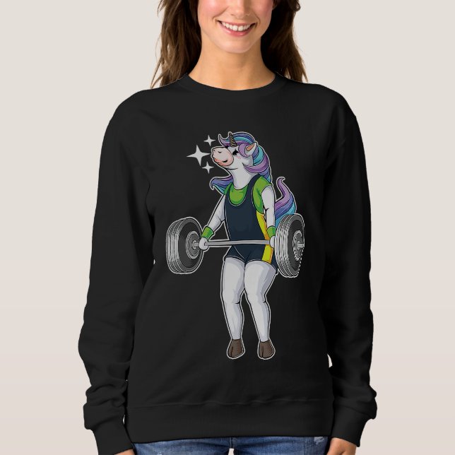 Unicorn Weightlifting  Cool Horned Horse Workout Sweatshirt (Front)