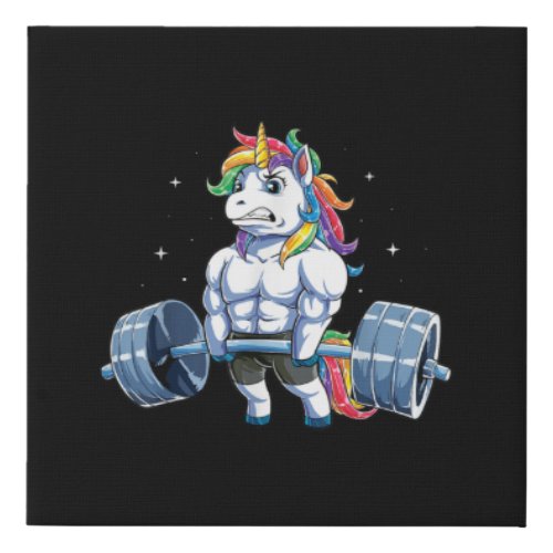 Unicorn Weightlifting Deadlift Fitness Gym Faux Canvas Print