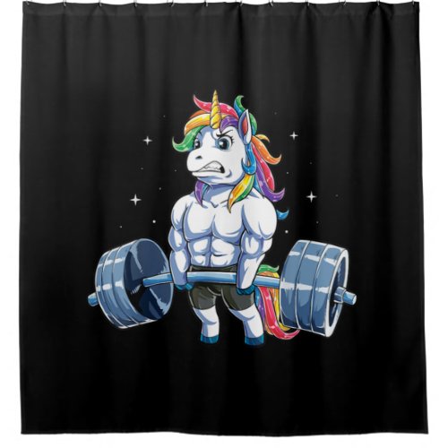 Unicorn Weightlifting Deadlift Fitness Gym Shower Curtain