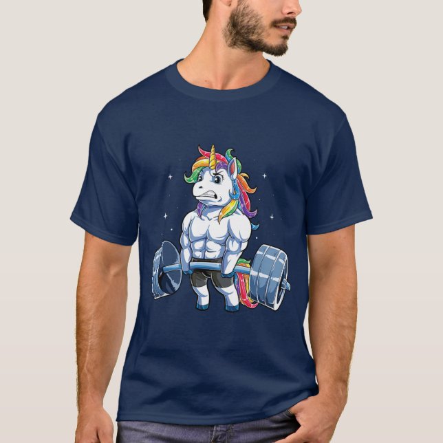 Unicorn Weightlifting  Deadlift Fitness Gym T-Shirt (Front)