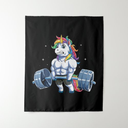 Unicorn Weightlifting Deadlift Fitness Gym Tapestry