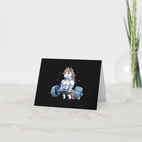 Unicorn Weightlifting Deadlift Fitness Gym Thank You Card